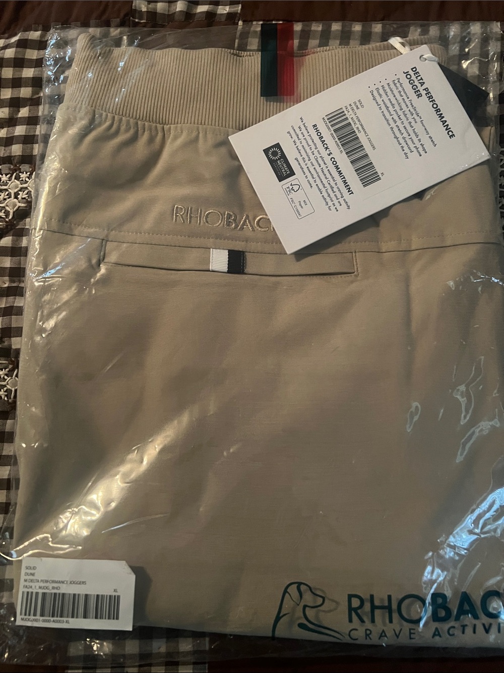 RHOBACK NWT! XL Men’s Performance Jogger Pants — Dune